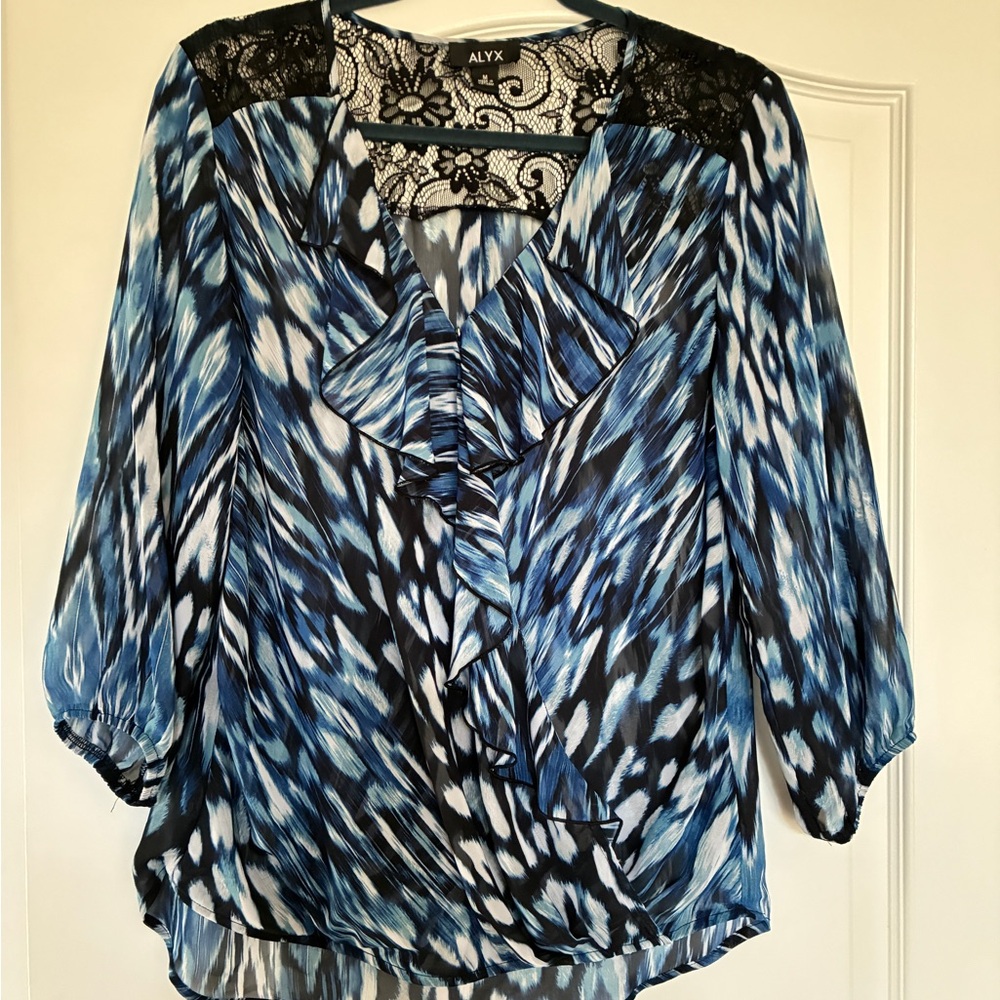 Blue and Black Blouse